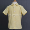 Fashion summer yellow cotton check fabric boy shirts